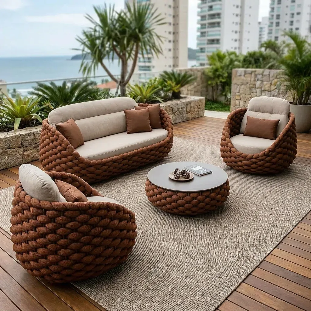 Conjunto Terracota, peça em corda náutica da Tramas Home Garden