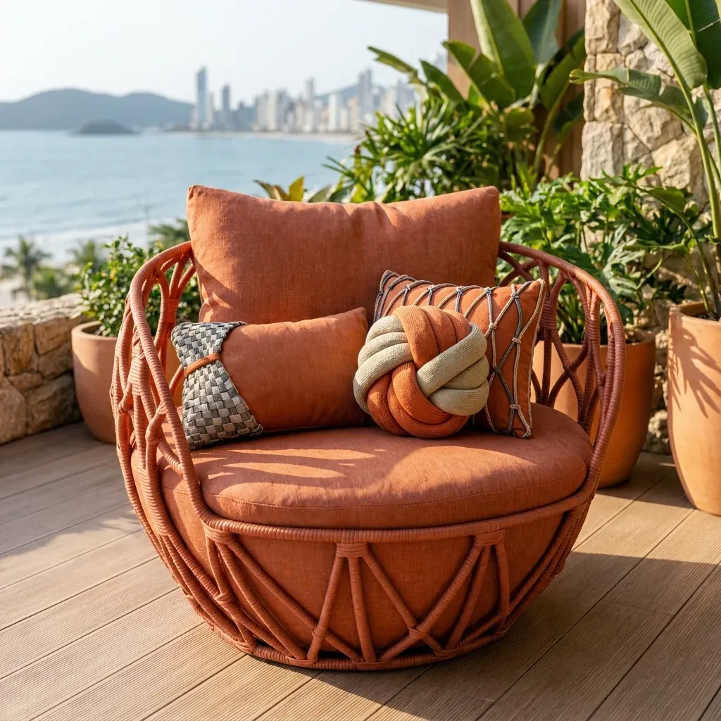 Poltrona Giratória Terracota · Sofás, Conjuntos & Poltronas
