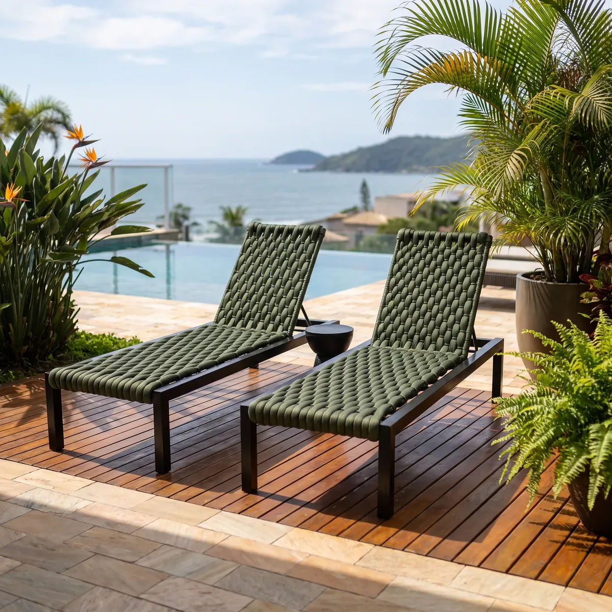 Espreguiçadeira Laranjeiras, peça em corda náutica da Tramas Home Garden